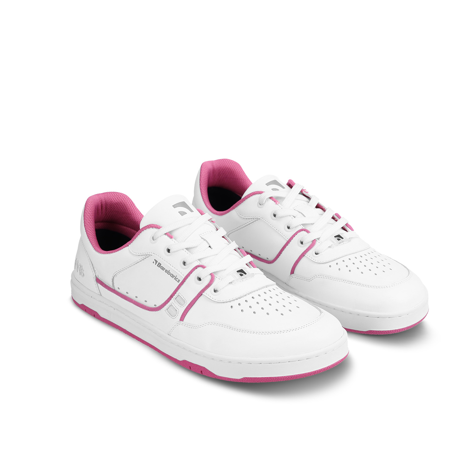 Barefoot Sneakers Barebarics Arise - White & Raspberry Pink.
        Obermaterial besteht aus hochwertigem glattem Nappaleder Es ist eine glatte Lederart, die leicht zu pflegen ist        Innenfutter besteht aus einem äußerst angenehmen Stoff, der auch eine hohe Abriebfestigkeit aufweist        Die Sohle ist aus weichem synthetischem Gummi mit hoher Verschleißfestigkeit        Die Einlegesohle besteht aus PU-Rezyklat und Mikrofaser, die für eine hervorragende Atmungsaktivität sorgen und die Füße trocken halten    
Barfuß-Eigenschaften:
        Anatomische Form - Der Sneaker respektiert die Form der Füße.
Mehr Info:
        Typ: Straßenschuhe        modernes urbanes Design        Entworfen und handgefertigt in der Europäischen Union, unter Verwendung lokaler nachhaltiger Materialien        hervorragende Haltbarkeit und Farbechtheit der Materialien        erhältlich in den Größen 36-47 (europäische Maße)