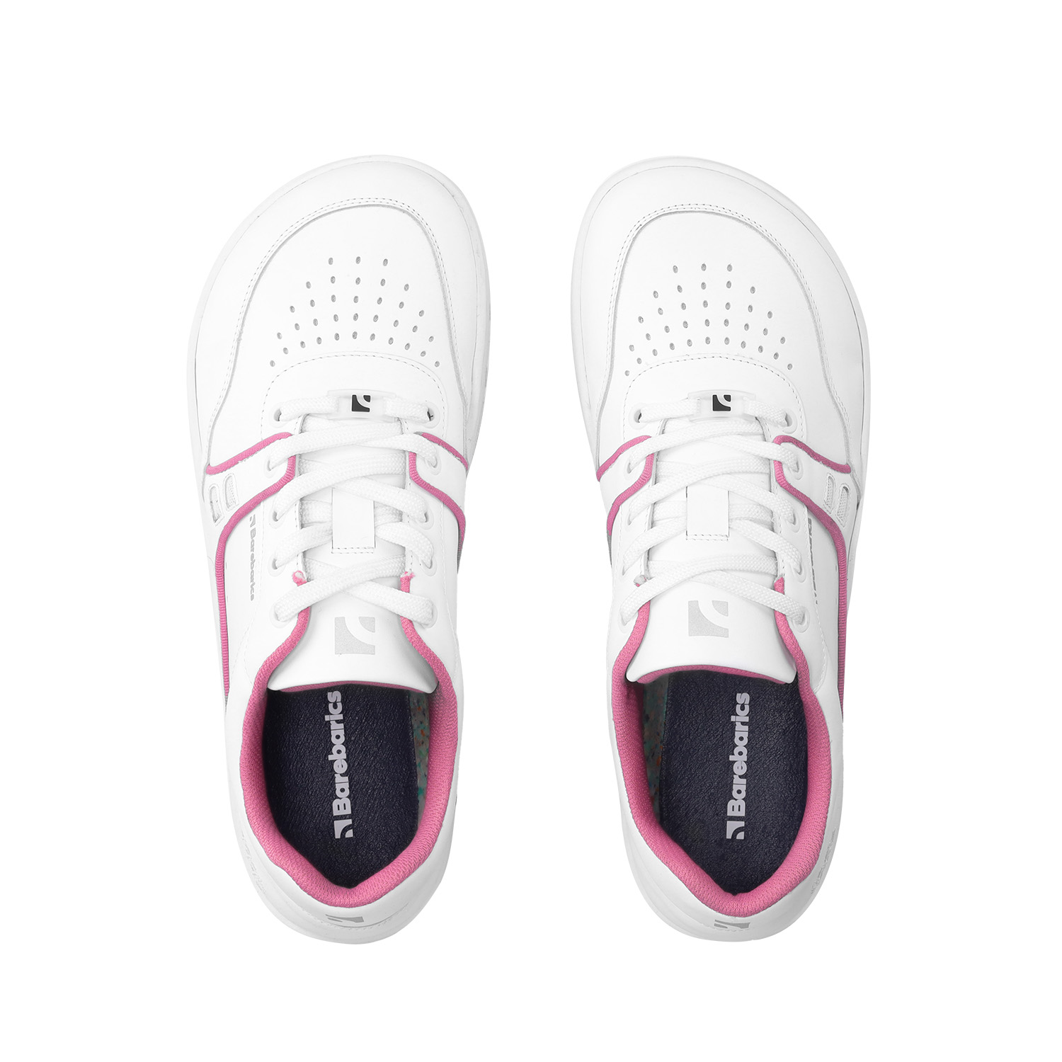 Barefoot Sneakers Barebarics Arise - White & Raspberry Pink.
        Obermaterial besteht aus hochwertigem glattem Nappaleder Es ist eine glatte Lederart, die leicht zu pflegen ist        Innenfutter besteht aus einem äußerst angenehmen Stoff, der auch eine hohe Abriebfestigkeit aufweist        Die Sohle ist aus weichem synthetischem Gummi mit hoher Verschleißfestigkeit        Die Einlegesohle besteht aus PU-Rezyklat und Mikrofaser, die für eine hervorragende Atmungsaktivität sorgen und die Füße trocken halten    
Barfuß-Eigenschaften:
        Anatomische Form - Der Sneaker respektiert die Form der Füße.
Mehr Info:
        Typ: Straßenschuhe        modernes urbanes Design        Entworfen und handgefertigt in der Europäischen Union, unter Verwendung lokaler nachhaltiger Materialien        hervorragende Haltbarkeit und Farbechtheit der Materialien        erhältlich in den Größen 36-47 (europäische Maße)