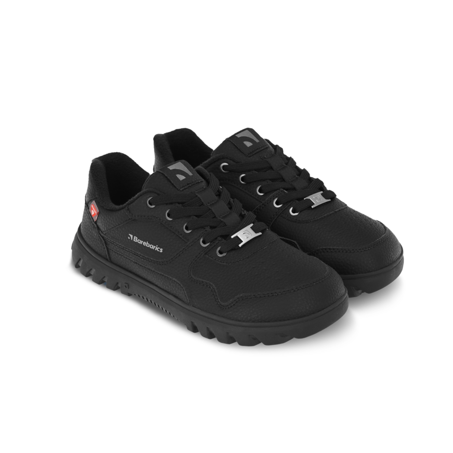 Barefoot Sneakers Barebarics Zing Frost - All Black.
  Obermaterial: Leder  Futter: Fleece + Primaloft-Isolierung  Einlegesohle: PU + Polyester (herausnehmbar)  Sohle: Gummi (PowerGrip)  Herstellung: Vietnam
Barfuß-Eigenschaften:
  Die Barebarics PowerGrip-Außensohle verfügt über ein Profil, das Ihren Gang unterstützt und gleichzeitig ein Ausrutschen verhindert  Die verwendete Primaloft-Technologie ist das absolute Spitzenprodukt unter den wärmeisolierenden Materialien  Obermaterial aus Leder  getestet auf eine Million Biegungen
Vorteile von Barfußschuhen:
  Flexible Sohle  Zero Drop: Ferse und Zehen in einer Ebene für eine korrekte Haltung  Geräumige Zehenbox für Ihre Zehen  Leichter Schuh