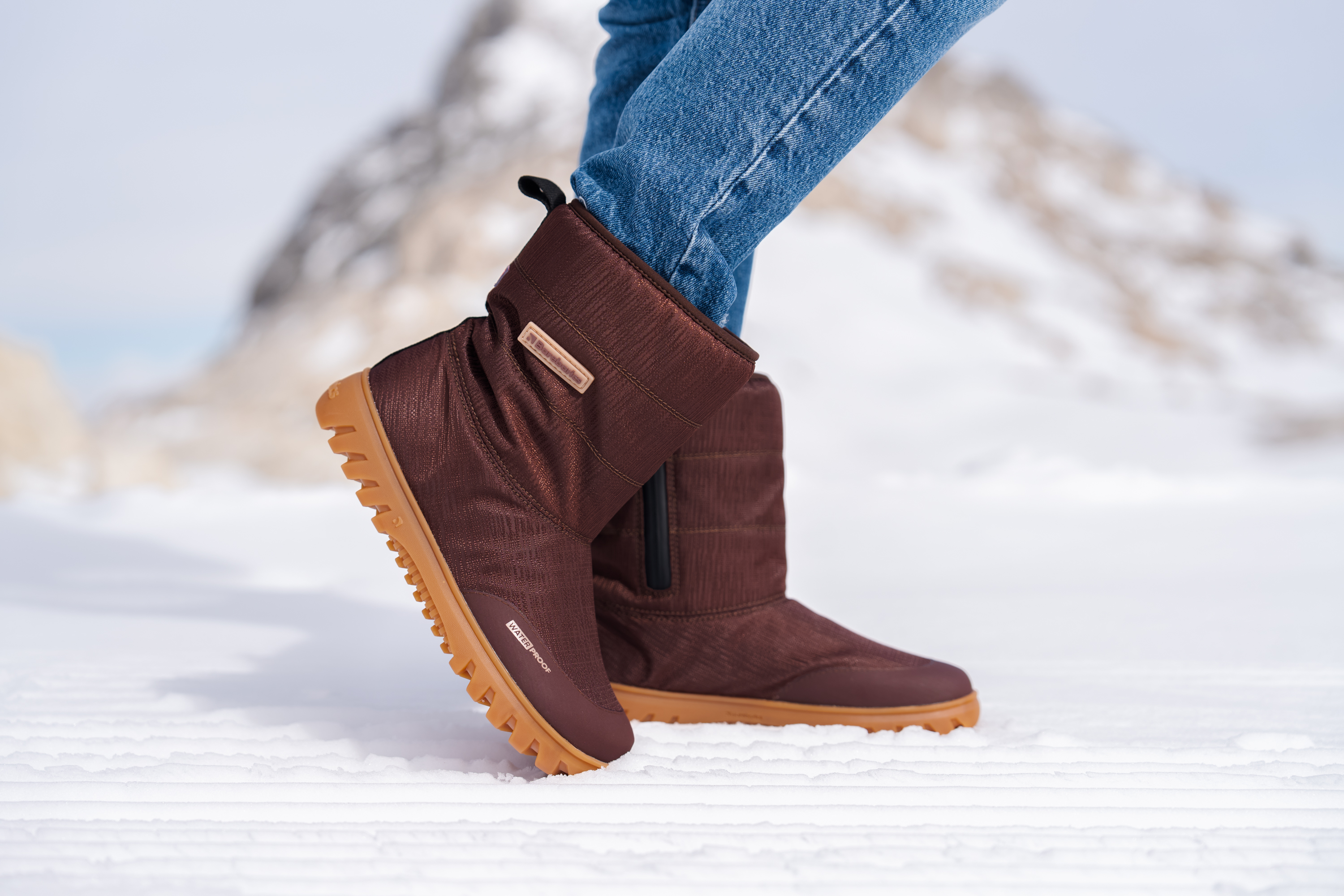 Winter Barfußschuhe Barebarics PolarStride - Copper Brown.