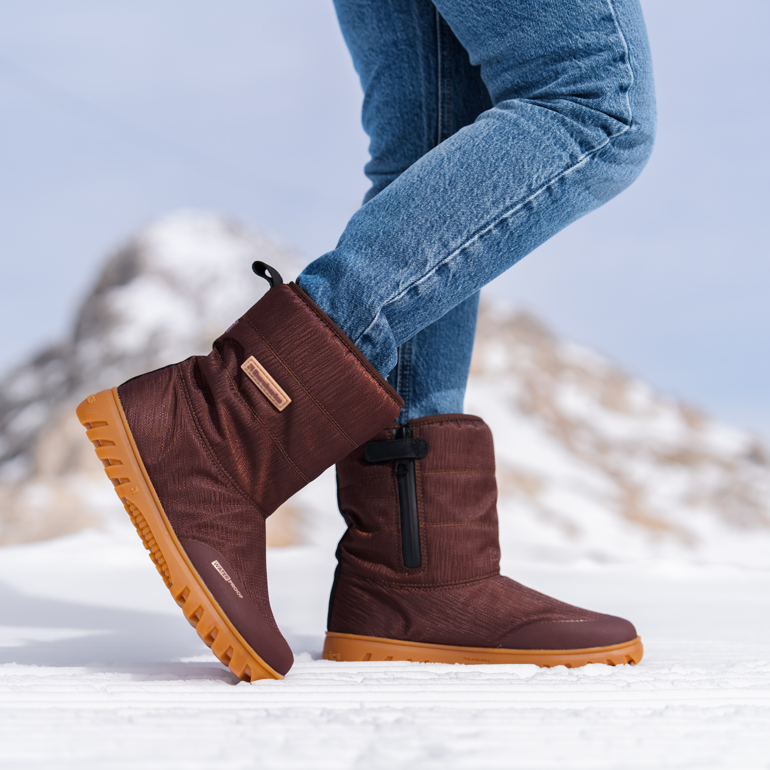 Winter Barfußschuhe Barebarics PolarStride - Copper Brown.