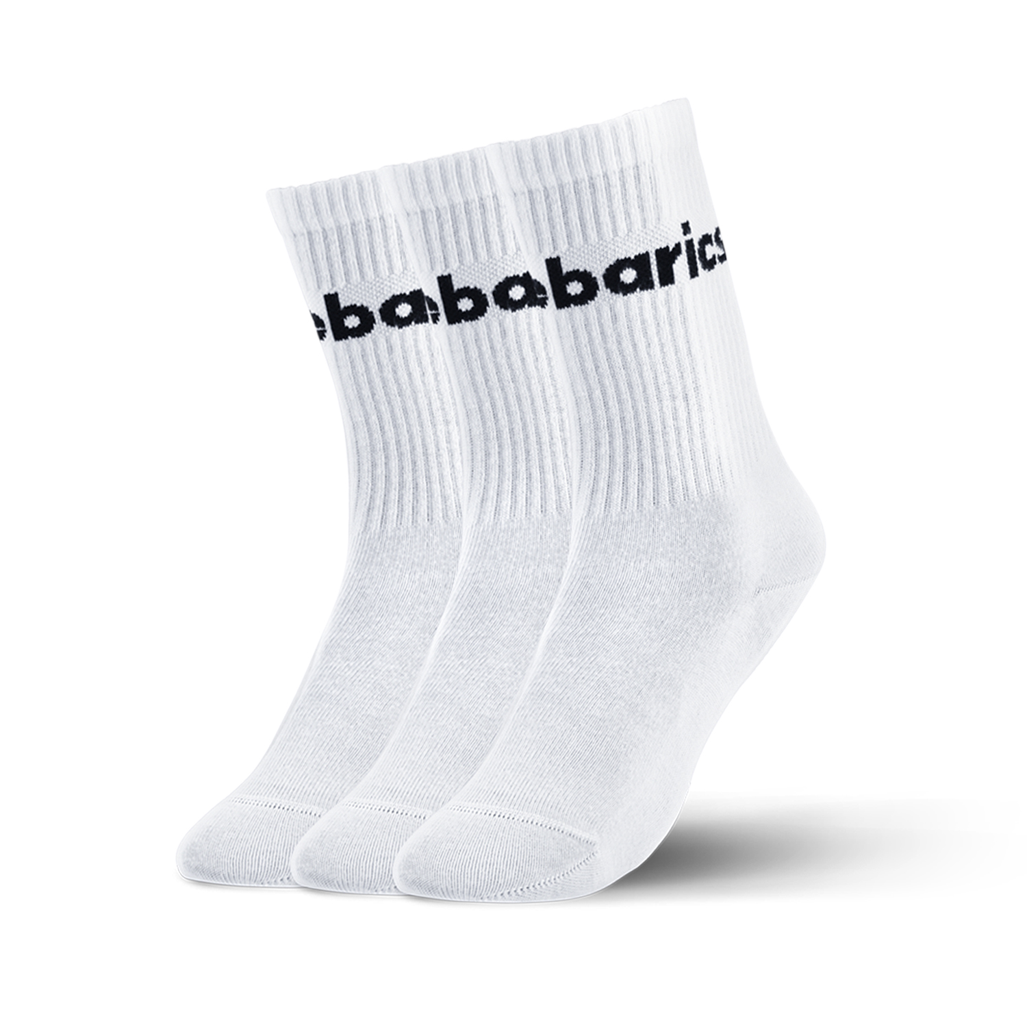 Barebarics - Barfußsocken - Crew - White - Big logo - 3 pack